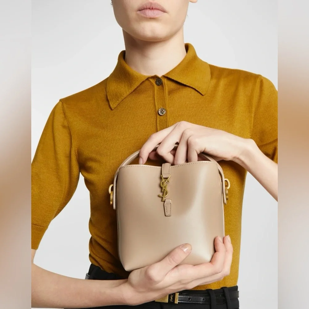 *NWT* Saint Laurent Le 37 Mini YSL Bucket Bag in Smooth Leather - Picture 2 of 8